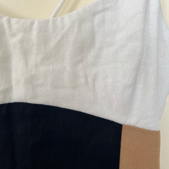 Zara Womens Color Block Midi Slip Dress Small Linen Summer Occasion Boho Preppy - Picture 9 of 16